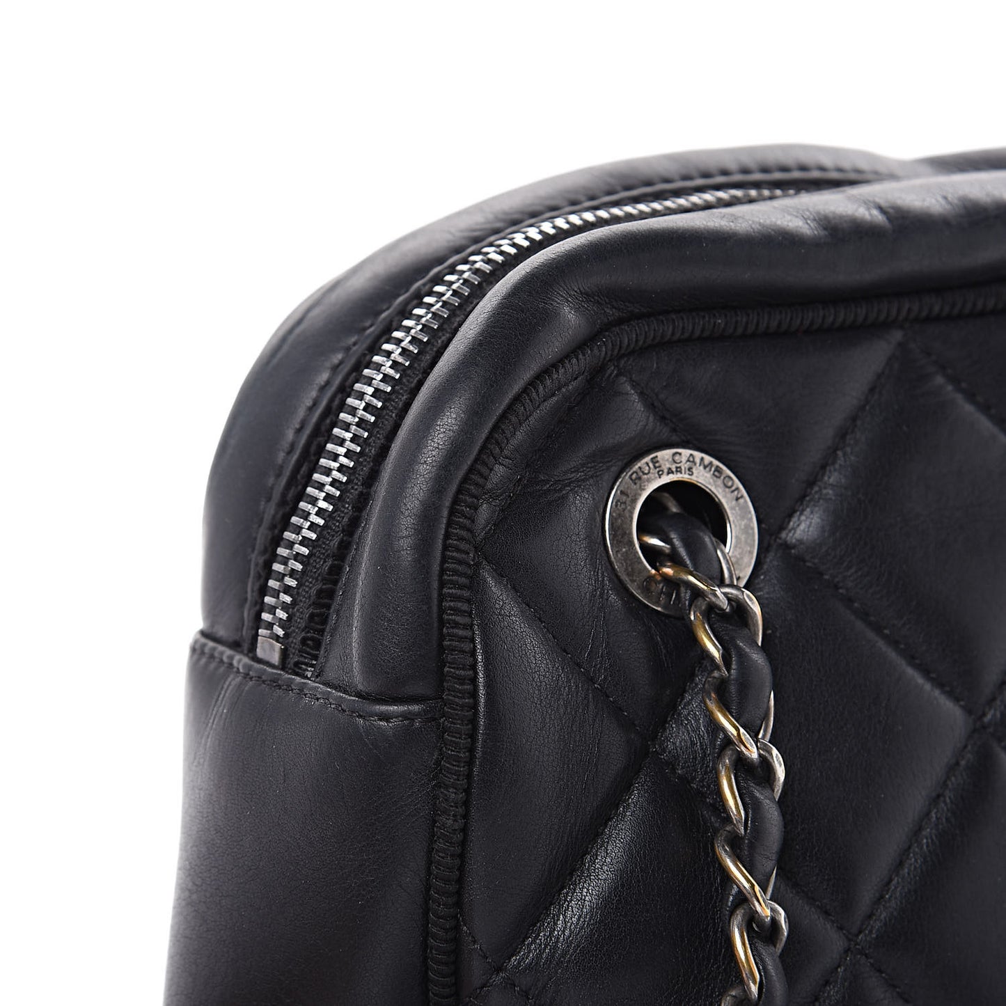 Calfskin Quilted Small Ballerine Camera Case Black