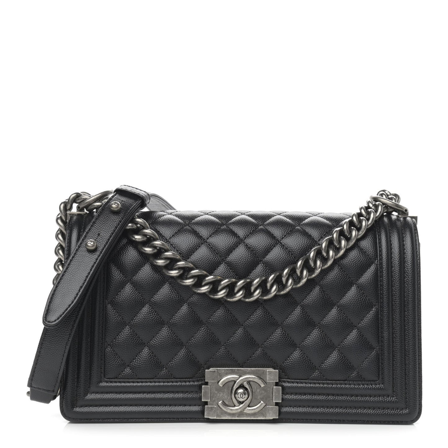 Caviar Quilted Medium Boy Flap Black