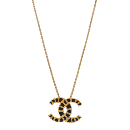 Chanel Resin Along The Nile CC Pendant Necklace Gold Black 1 of 4