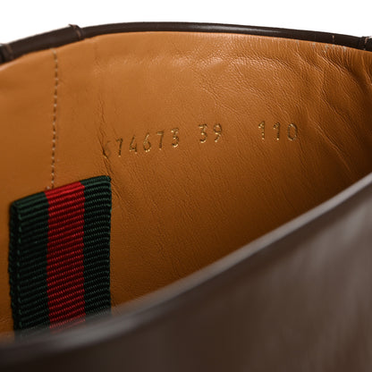 Gucci Monogram Jumbo GG Cordovan Lux Zelda Harness Riding Boots 39 Camel Ebony New Acero 8 of 8