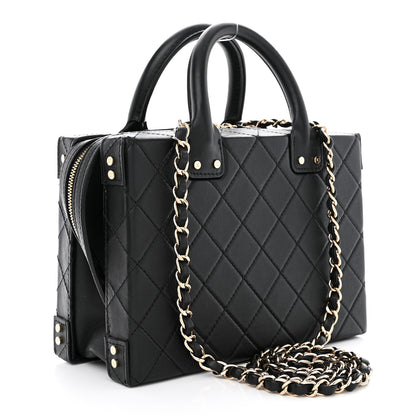 Chanel Calfskin Quilted Studded Square Vanity Case Black 3 of 10