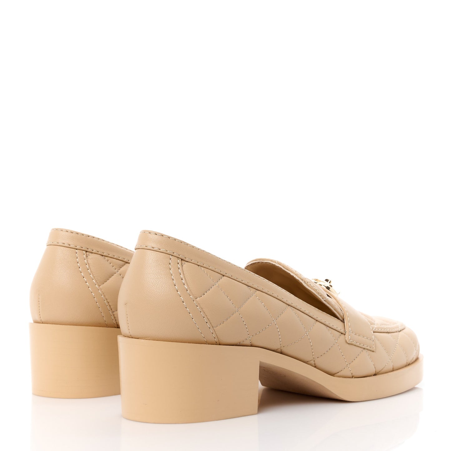 Lambskin Quilted CC Heart Loafers 37 Beige 39.5 Beige