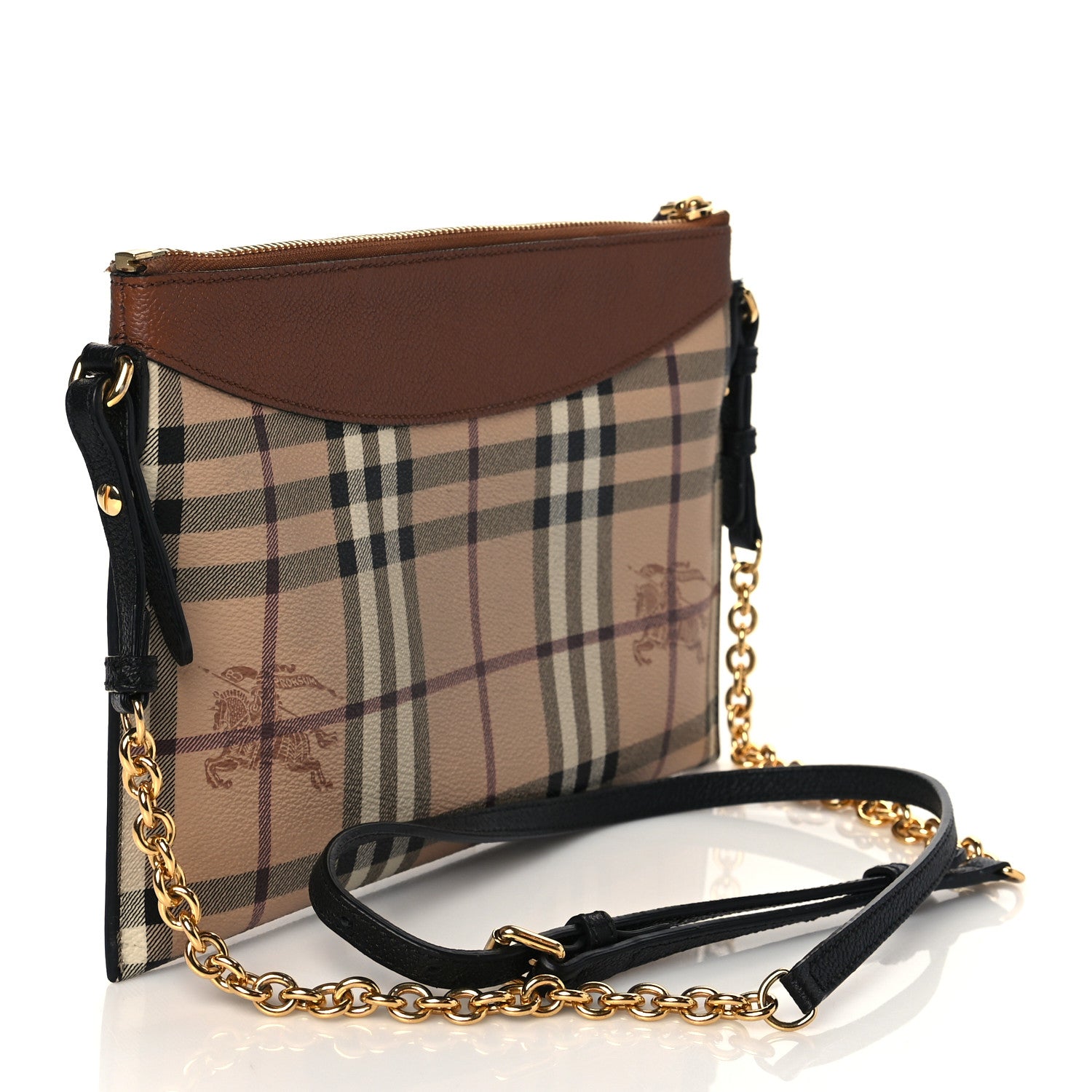 Burberry Haymarket Check Peyton Crossbody Clutch Bag Toffee 3 of 10