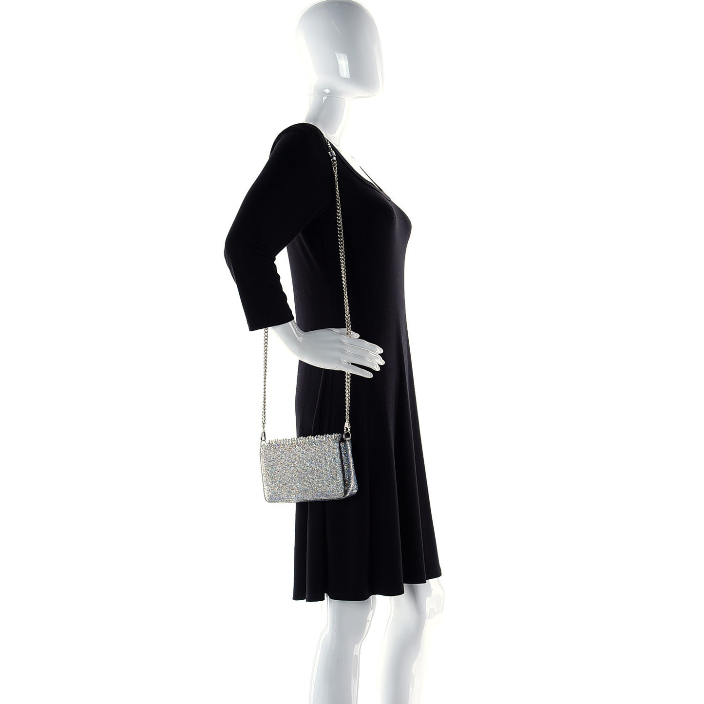 Nappa Mica PVC Glitter Spiked Zoompouch Crossbody Silver