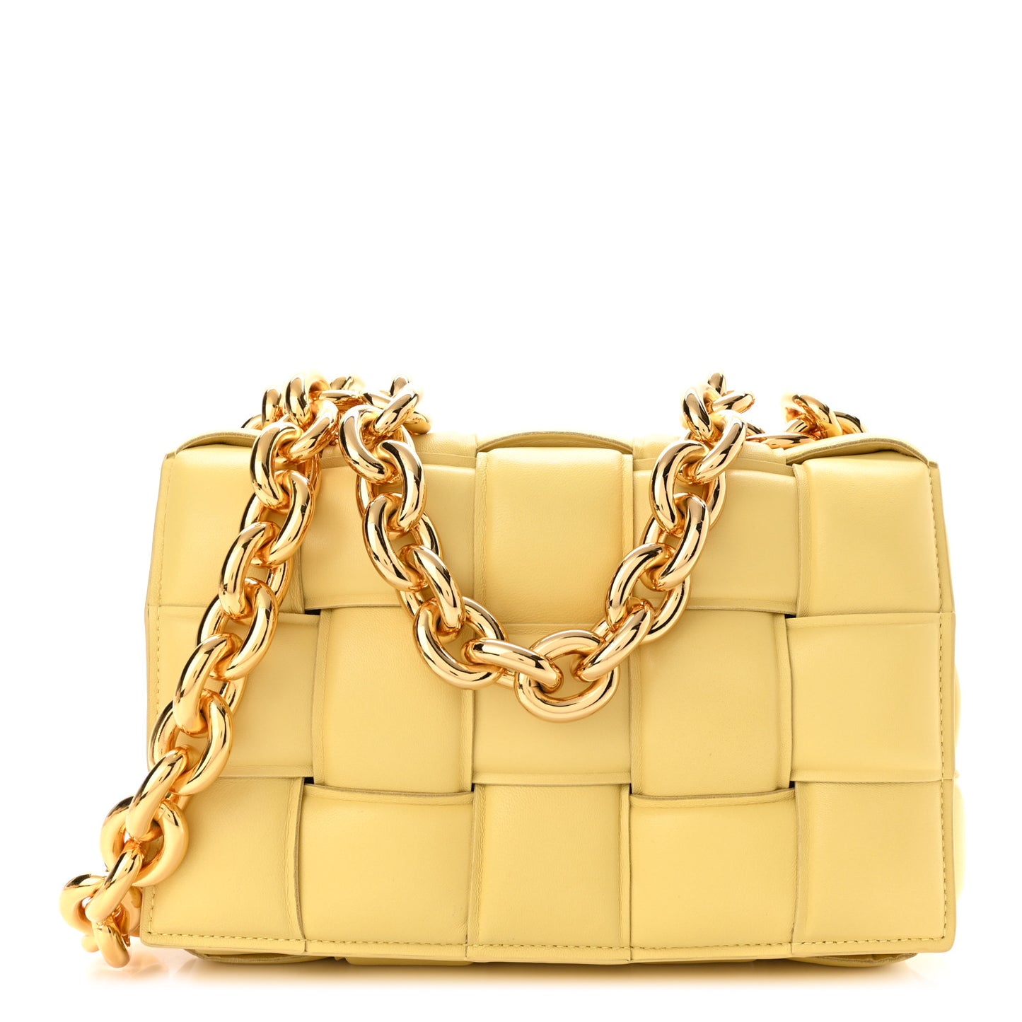 Lambskin Maxi Intreccio Padded Chain Cassette Crossbody Bag Butter