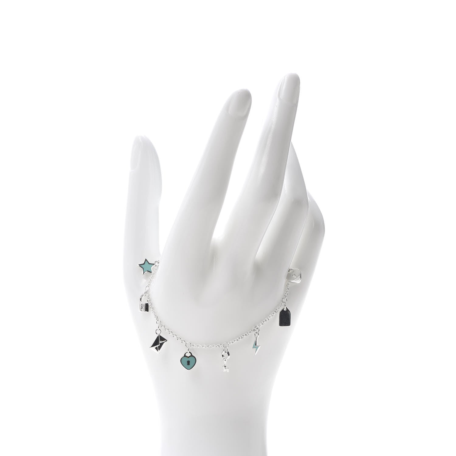 Tiffany Sterling Silver Enamel Love Notes Charm Bracelet Blue 2 of 6