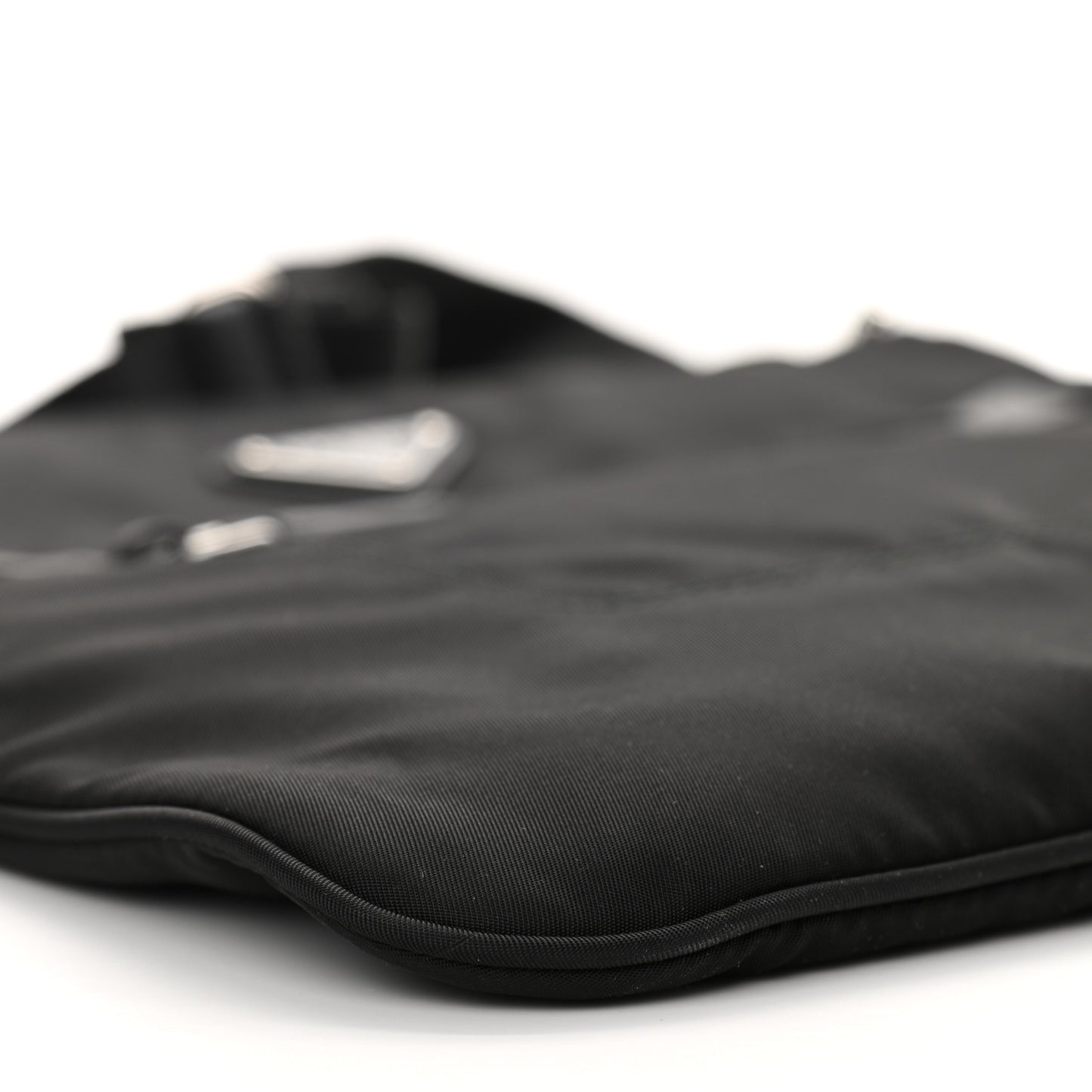 Tessuto Nylon Saffiano Flat Messenger Bag Black