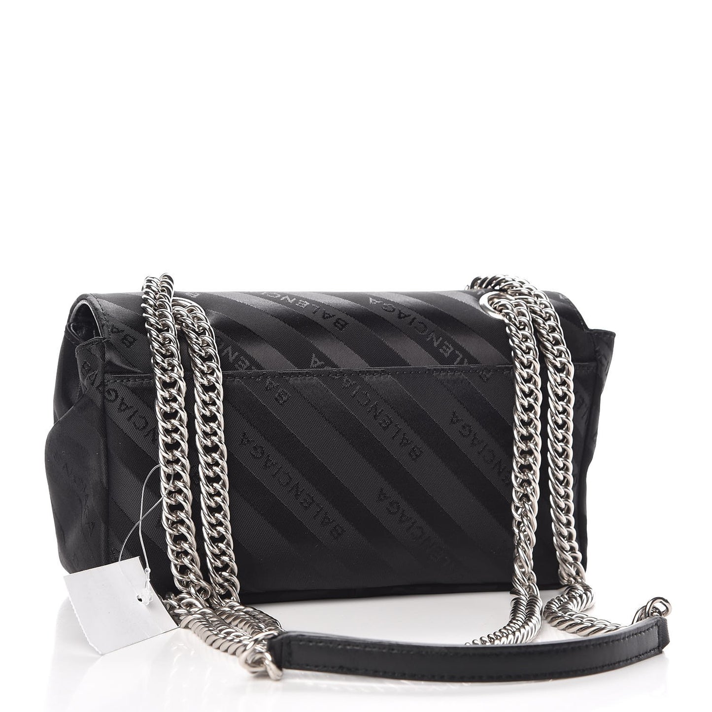 Nylon Jacquard Diagonal Logo S BB Round Shoulder Bag Black