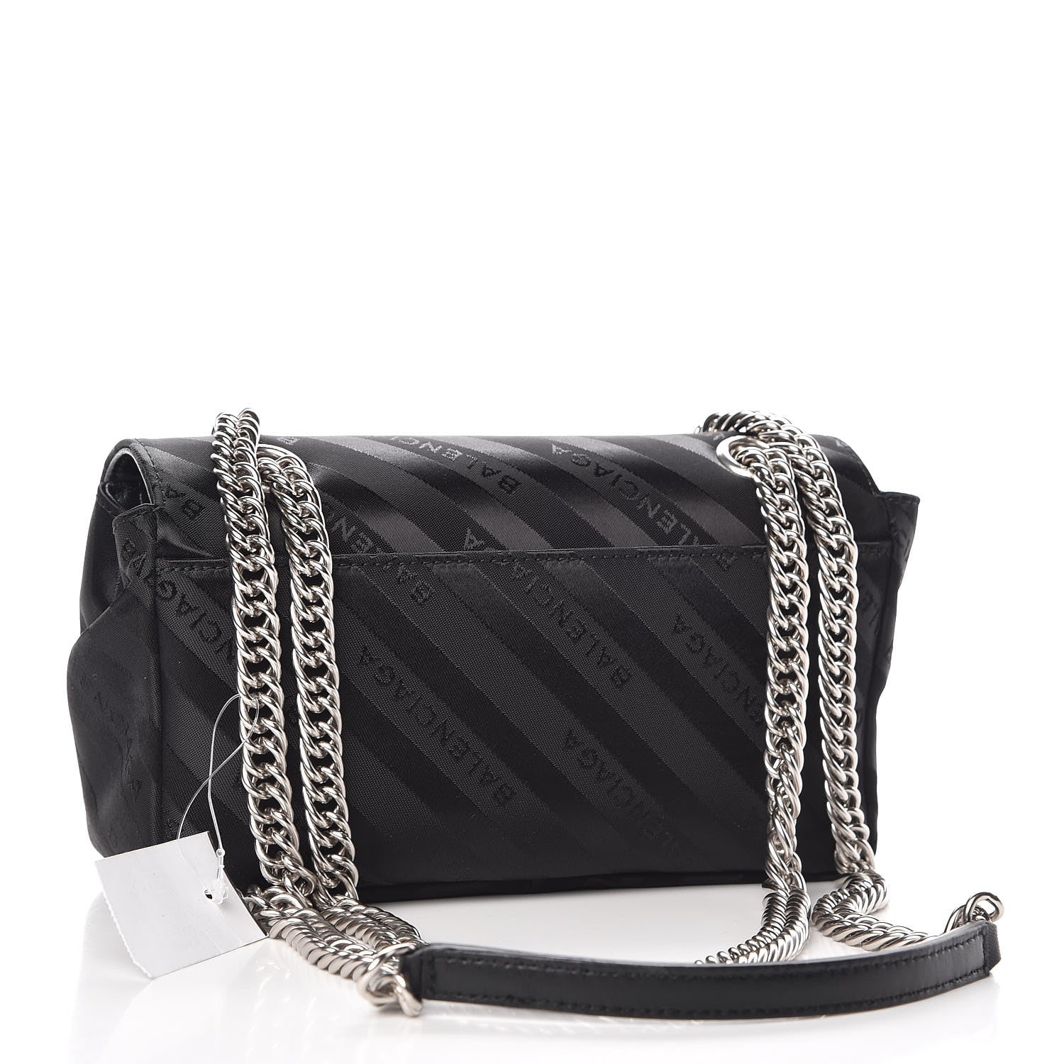 Balenciaga Nylon Jacquard Diagonal Logo S BB Round Shoulder Bag Black 2 of 12