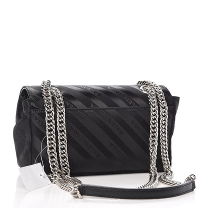 Balenciaga Nylon Jacquard Diagonal Logo S BB Round Shoulder Bag Black 2 of 12