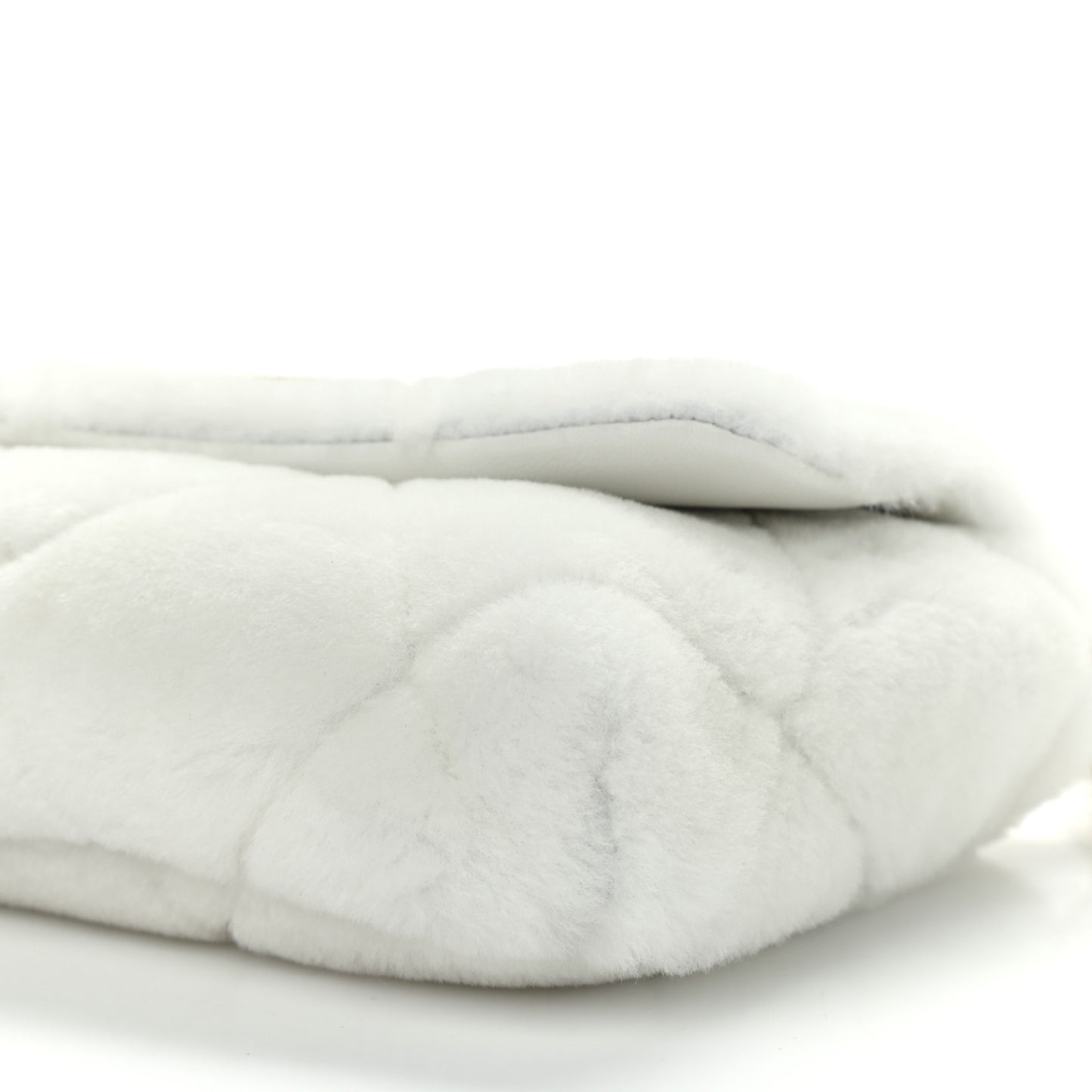 Shearling Lambskin Crystal Strass Flap White