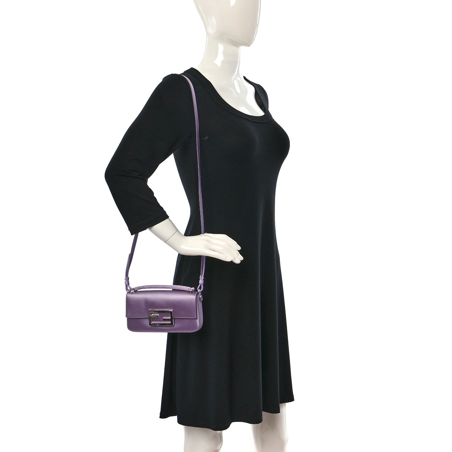 Fendi Silk Satin Phone Baguette Lilla 2 of 10