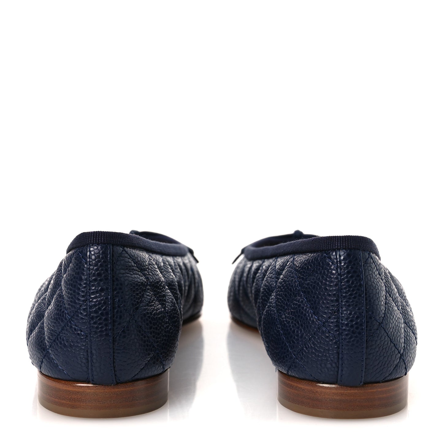 Caviar Quilted CC Cap Toe Ballerina Flats 38.5 Navy