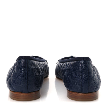 Chanel Caviar Quilted CC Cap Toe Ballerina Flats 38.5 Navy 6 of 11