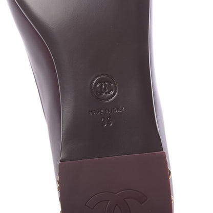 Chanel Calfskin CC Chain Mocassin Loafers 39 Burgundy 6 of 9