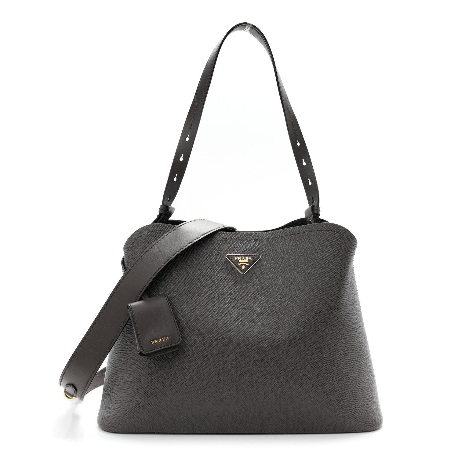 Prada Saffiano Cuir Calfskin Matinee Tote Fumo Black 1 of 11