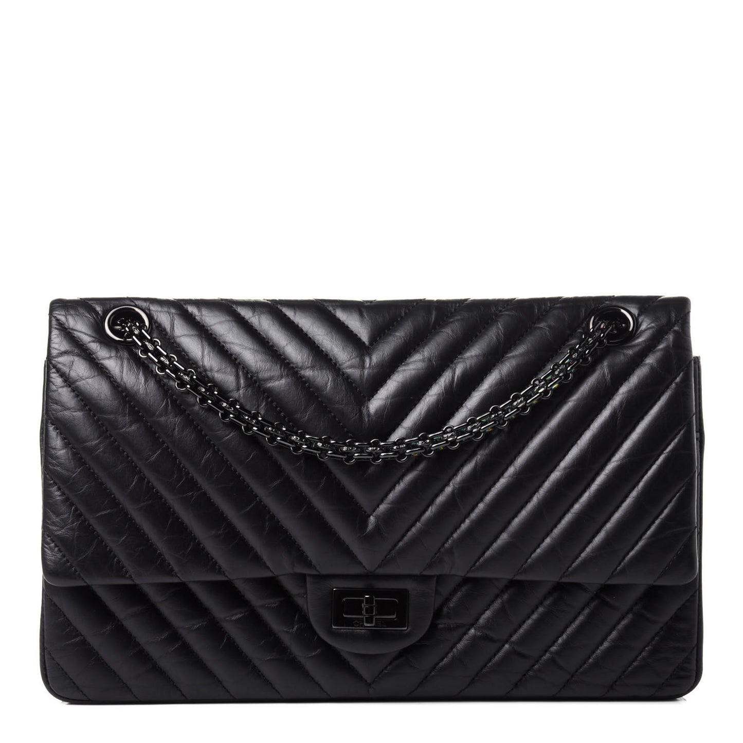 Aged Calfskin Chevron Quilted 2.55 Reissue 226 So Black