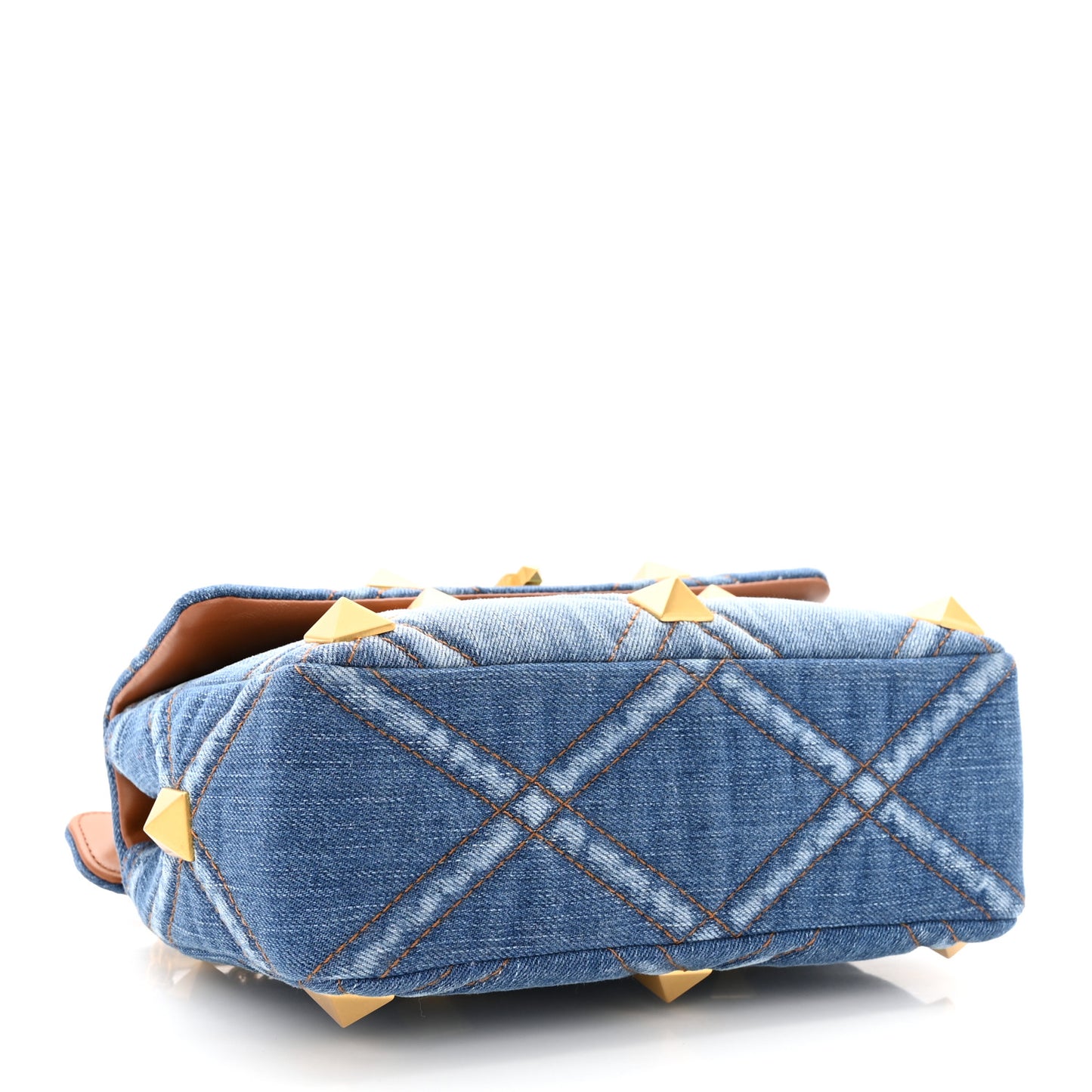 Denim Medium Roman Stud Shoulder Bag Light Denim Selleria