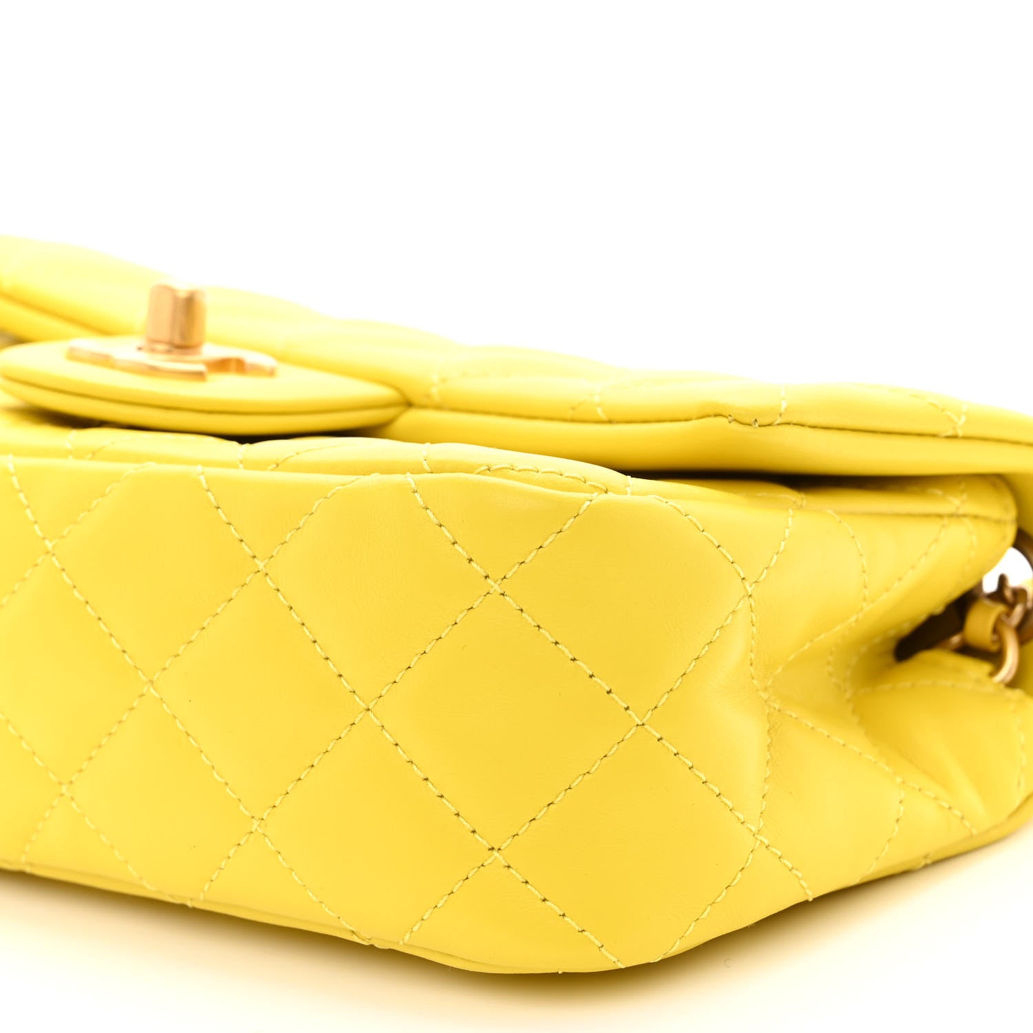 Chanel Lambskin Quilted Mini Rectangular Pearl Crush Flap Yellow 10 of 12