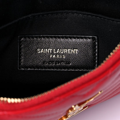 Saint Laurent Calfskin Matelasse Chevron Monogram Pouch Red 6 of 13