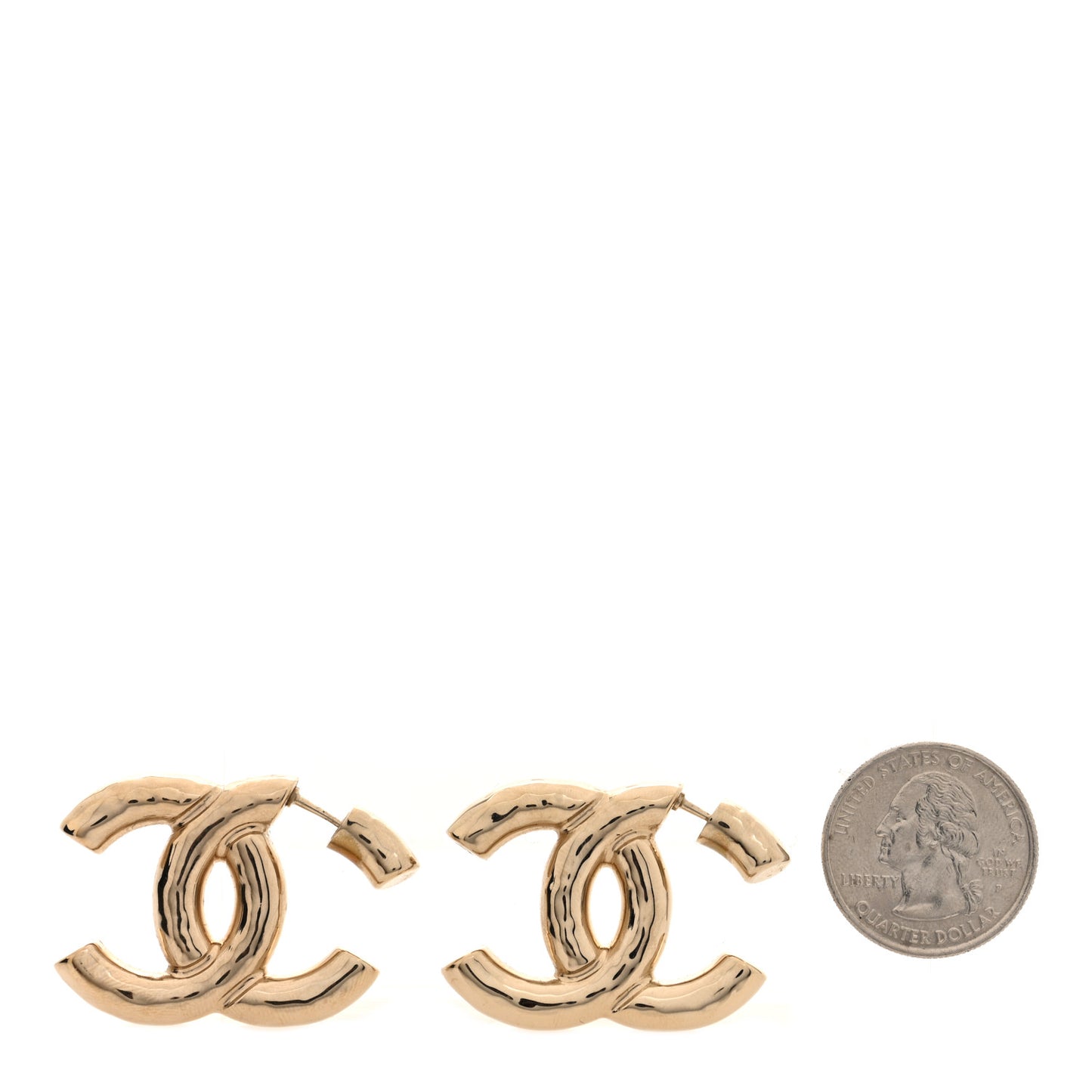 Metal Large CC Earrings Light Gold