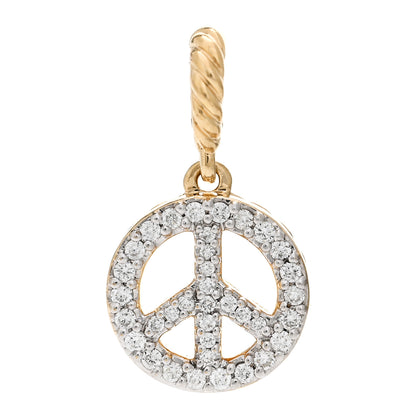 David Yurman 18K Yellow Gold Diamond Cable Collectibles Peace Sign Pendant 1 of 5