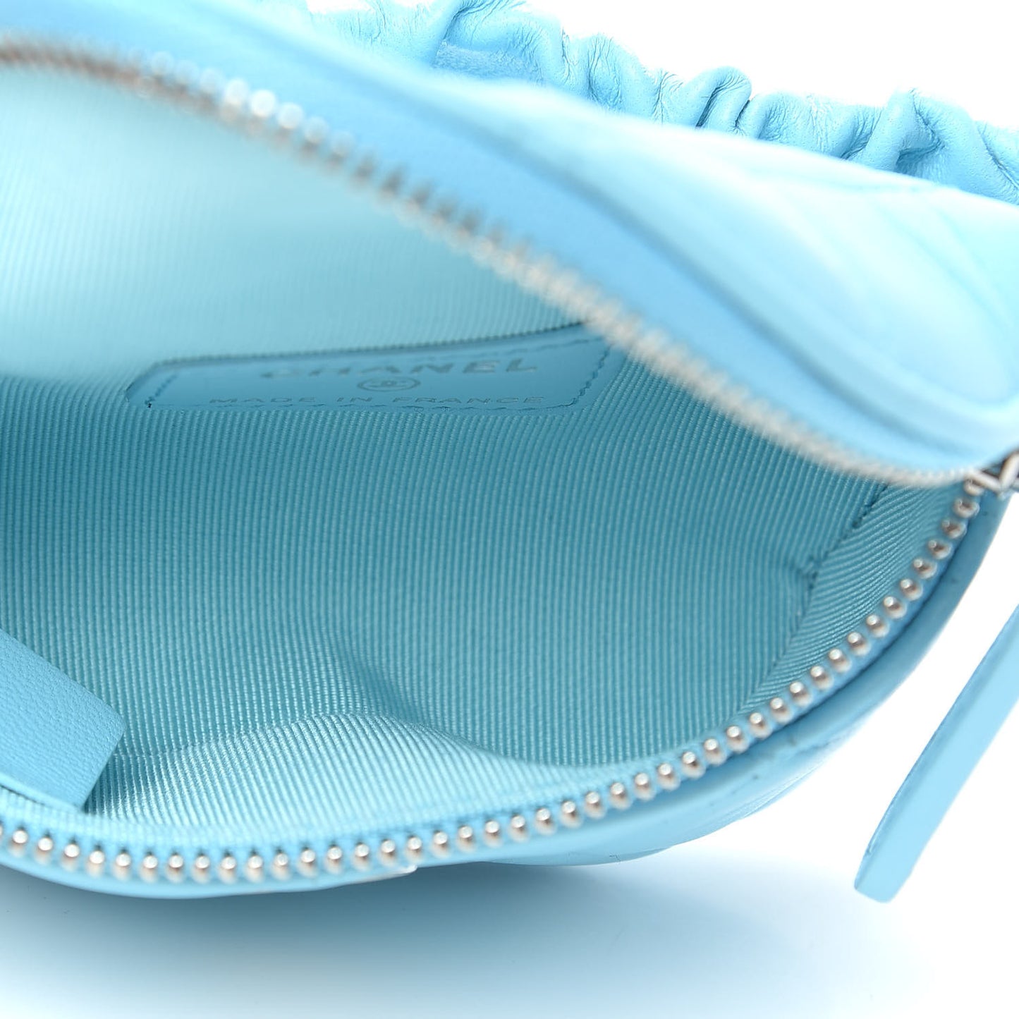 Lambskin Quilted Arm Coin Purse Neon Blue