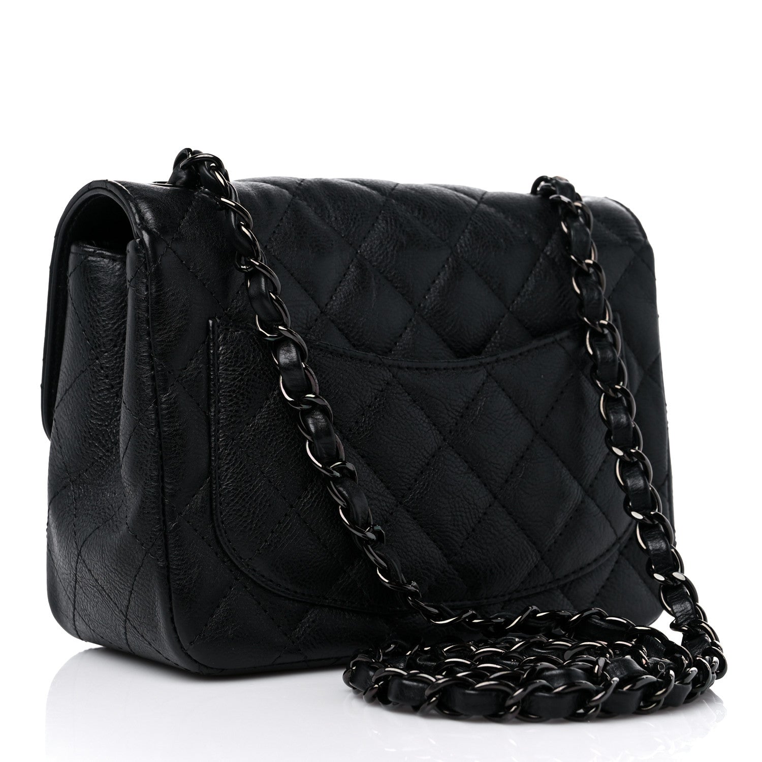Chanel Crumpled Calfskin Quilted Mini Square Flap So Black 3 of 11