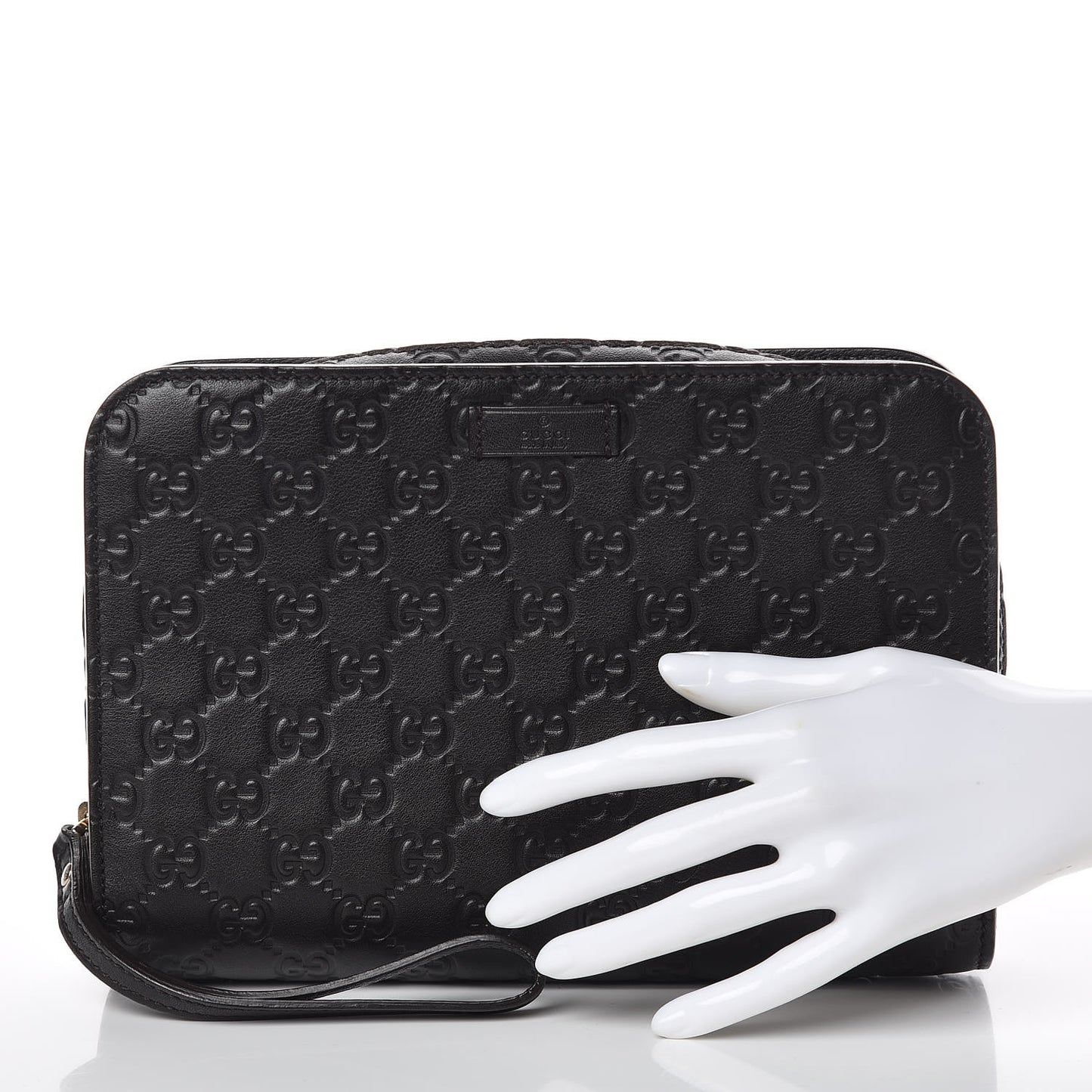 Guccissima Zip Clutch Dark Brown
