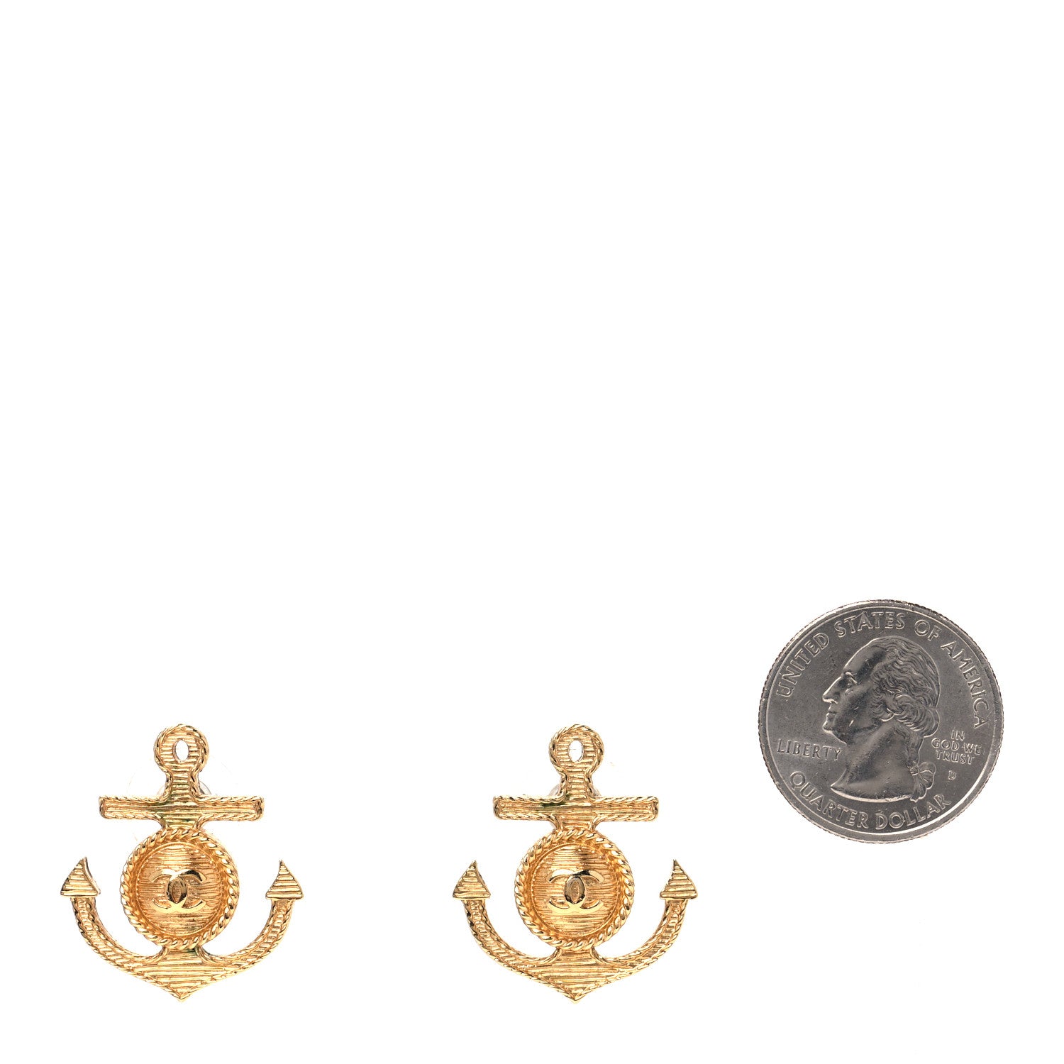 Chanel Metal Anchor CC Earrings Gold 2 of 7