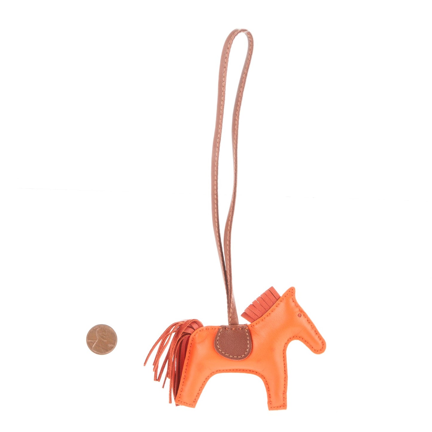 Milo Lambskin Grigri Rodeo Horse Bag Charm PM Feu Cornaline Fauve