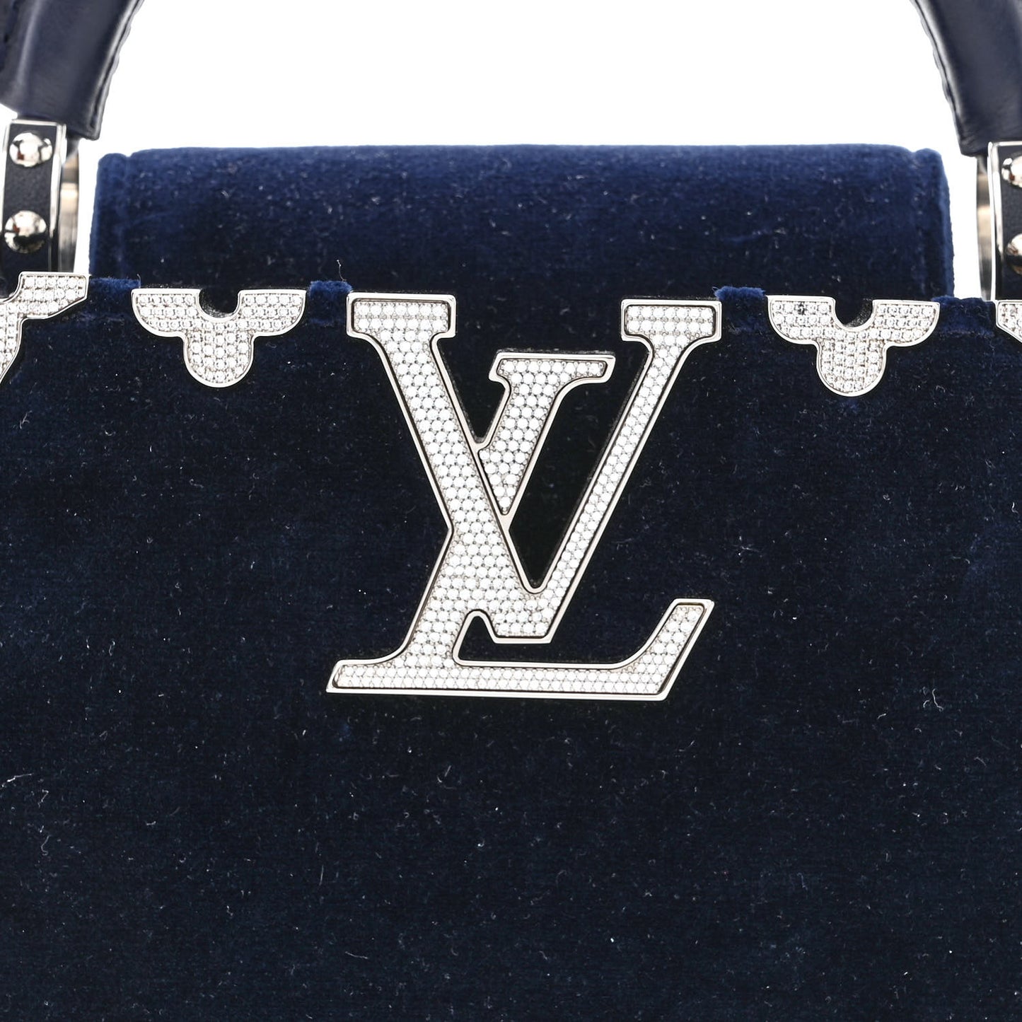 Velvet Crystal Capucines Mini Midnight Blue