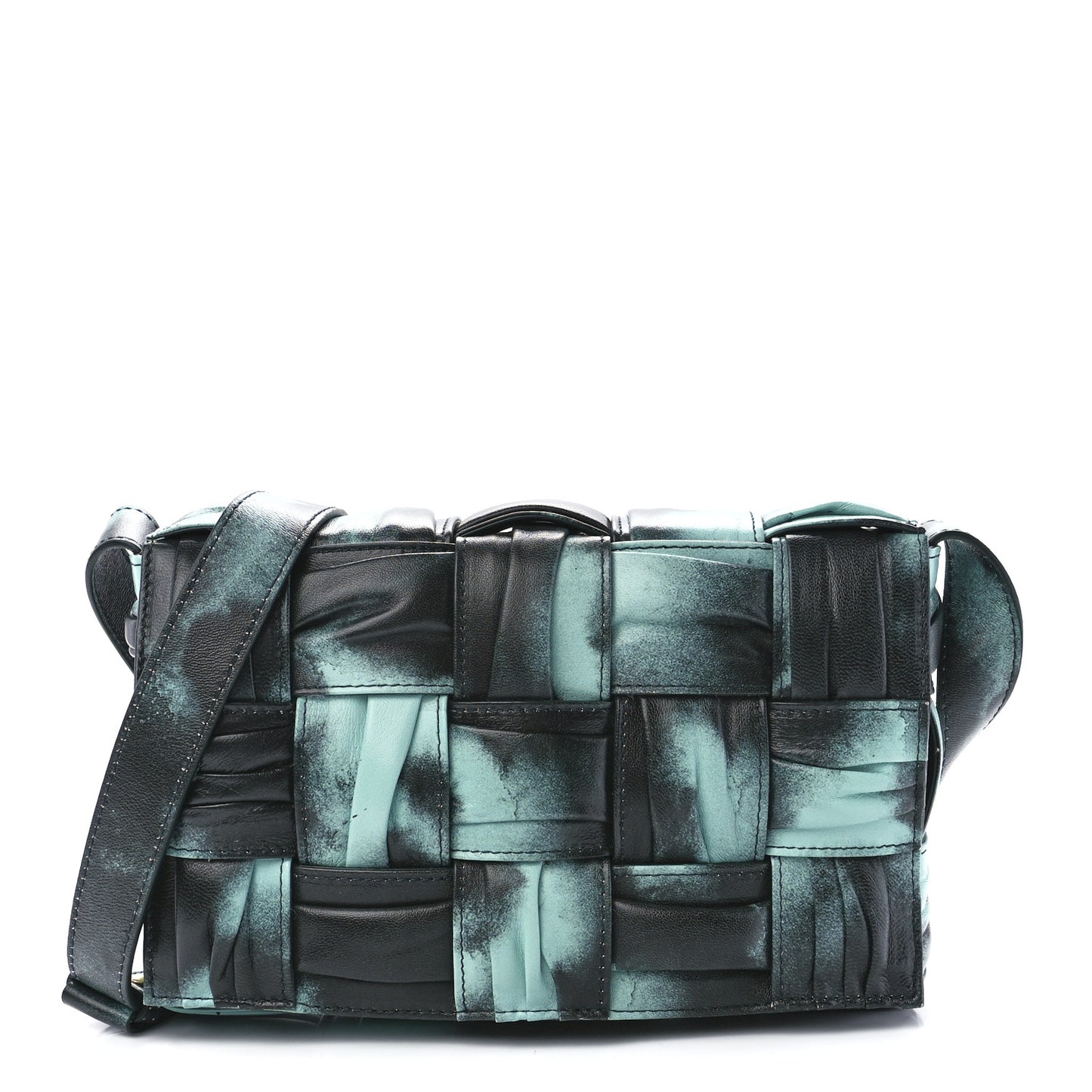 Foulard Tie Dye Maxi Intrecciato Padded Cassette Crossbody Bag Celadon Inkwell