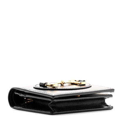 Gucci Boarded Plutone Calfskin Horsebit 1955 Card Case Wallet Black 4 of 8