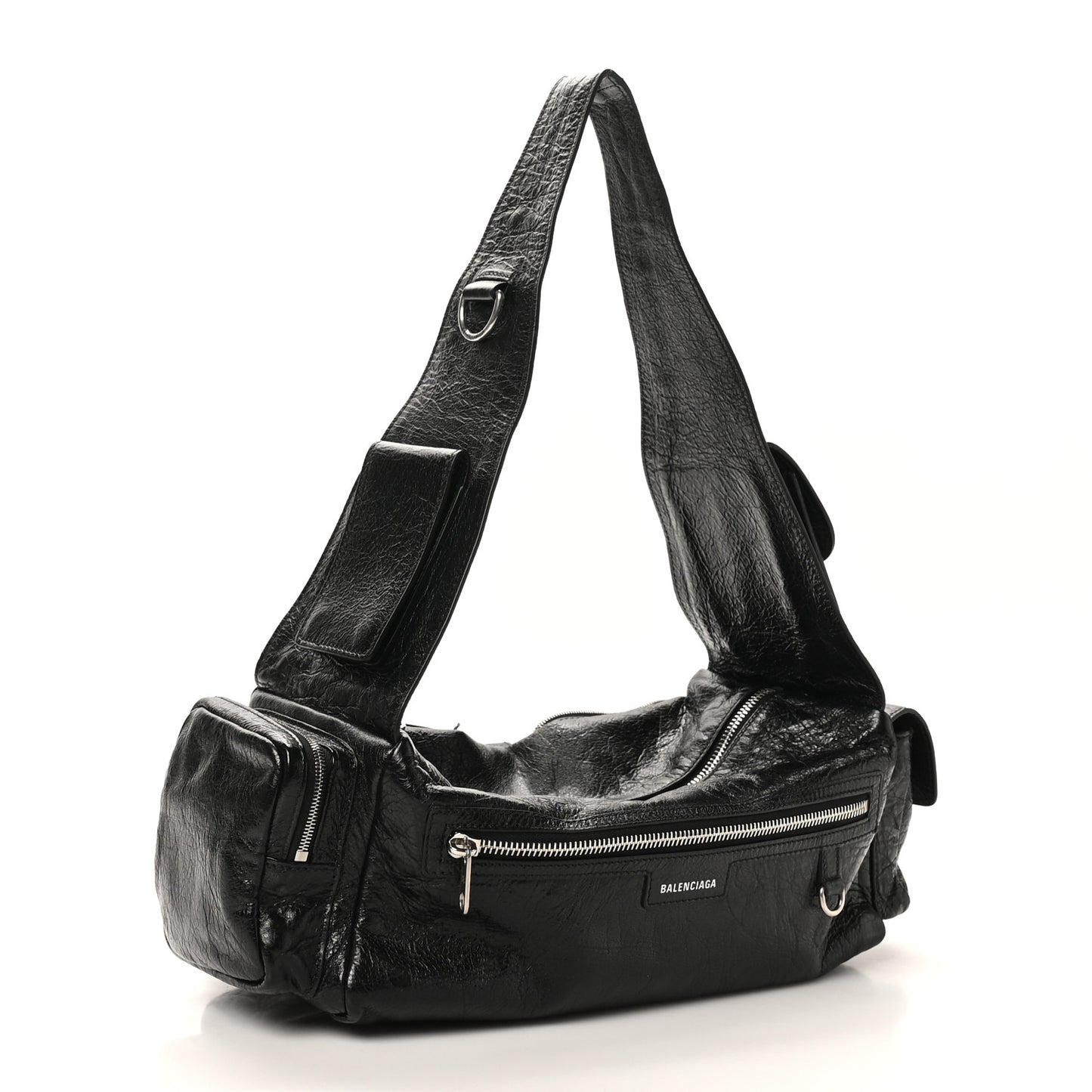 Agneau Arena Men's Superbusy Small Sling Zip Shoulder Bag Black