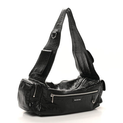 Balenciaga Agneau Arena Men's Superbusy Small Sling Zip Shoulder Bag Black 3 of 11