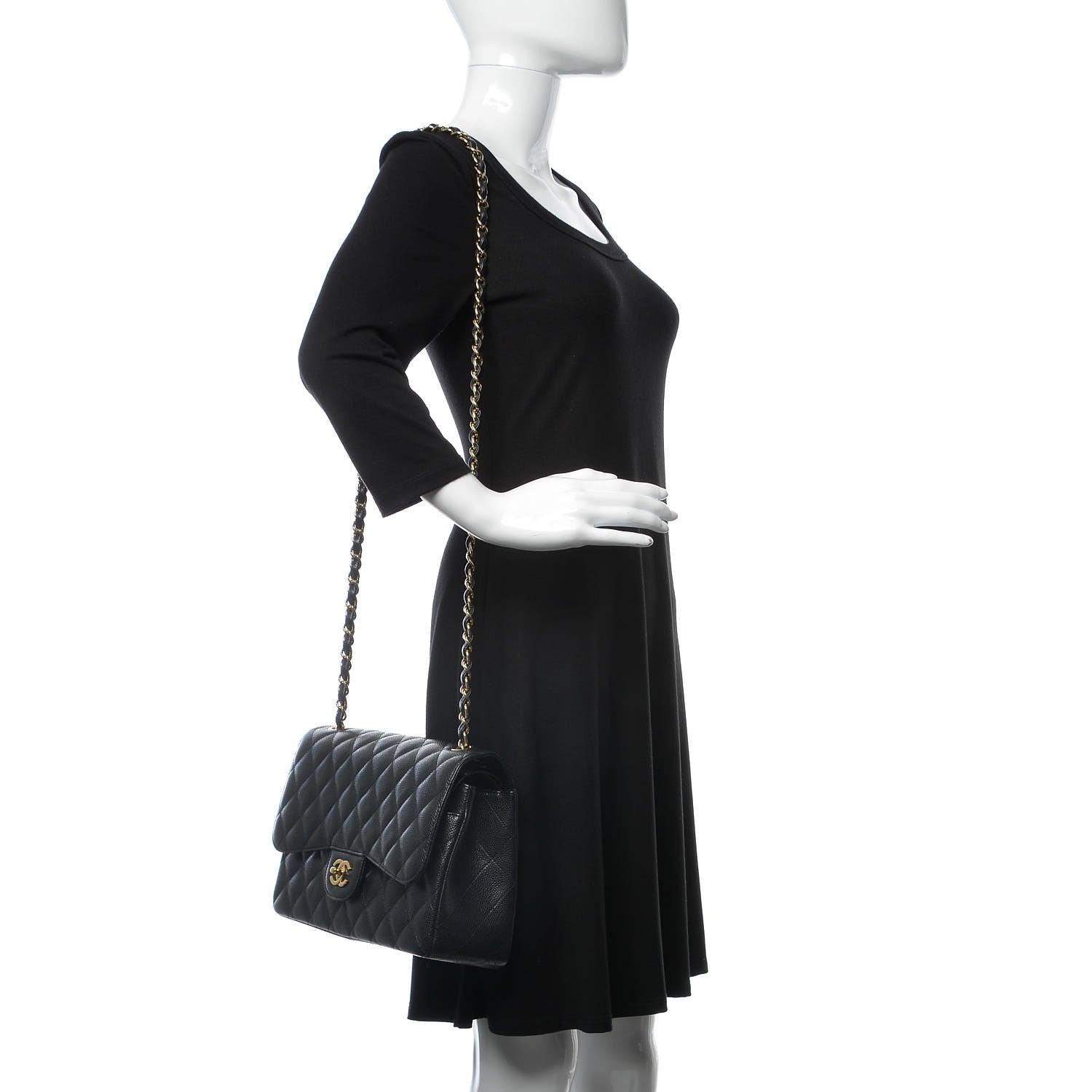 Chanel Caviar Quilted Jumbo Double Flap Black 2 of 9