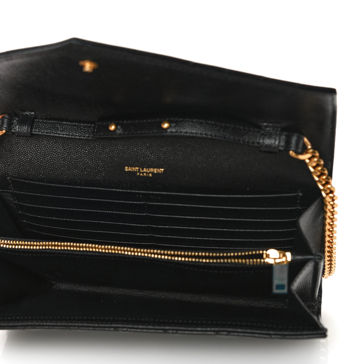 Grain De Poudre Mixed Matelasse Triquilt Monogram Chain Wallet Black