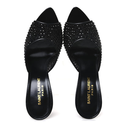 Saint Laurent Tulle Strass Gippy 110 Mule Sandals 39 Black Jet 2 of 10