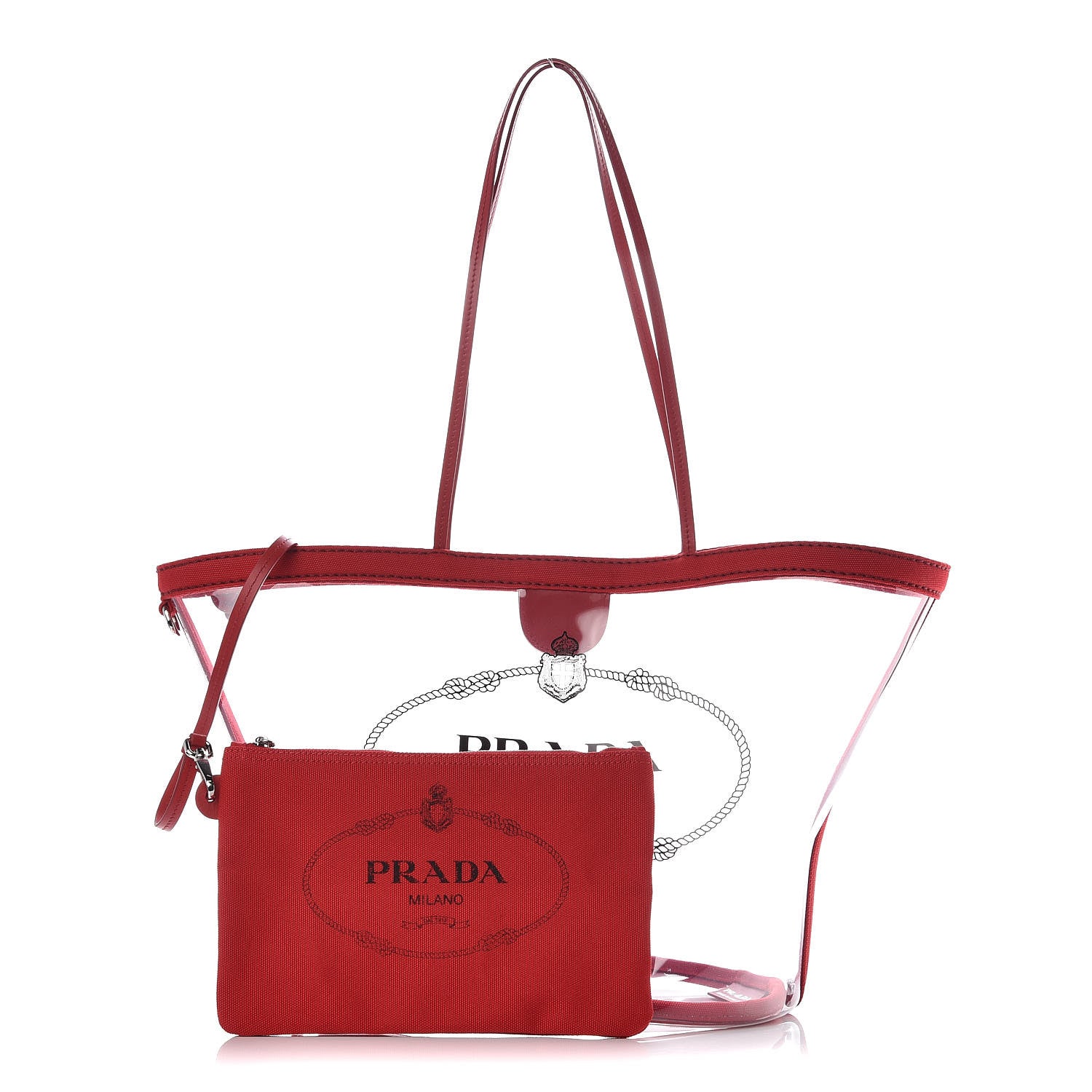 Prada Plexiglass Canapa Shopper Tote Red 1 of 10