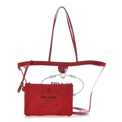 Prada Plexiglass Canapa Shopper Tote Red 1 of 10