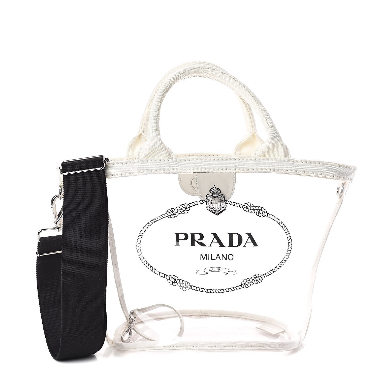 Prada Plexiglass Canapa Small Shopper Tote White 3 of 9