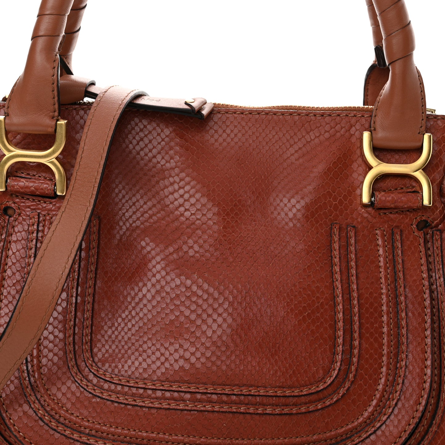 Snakeskin Embossed Calfskin Medium Marcie Satchel Coral