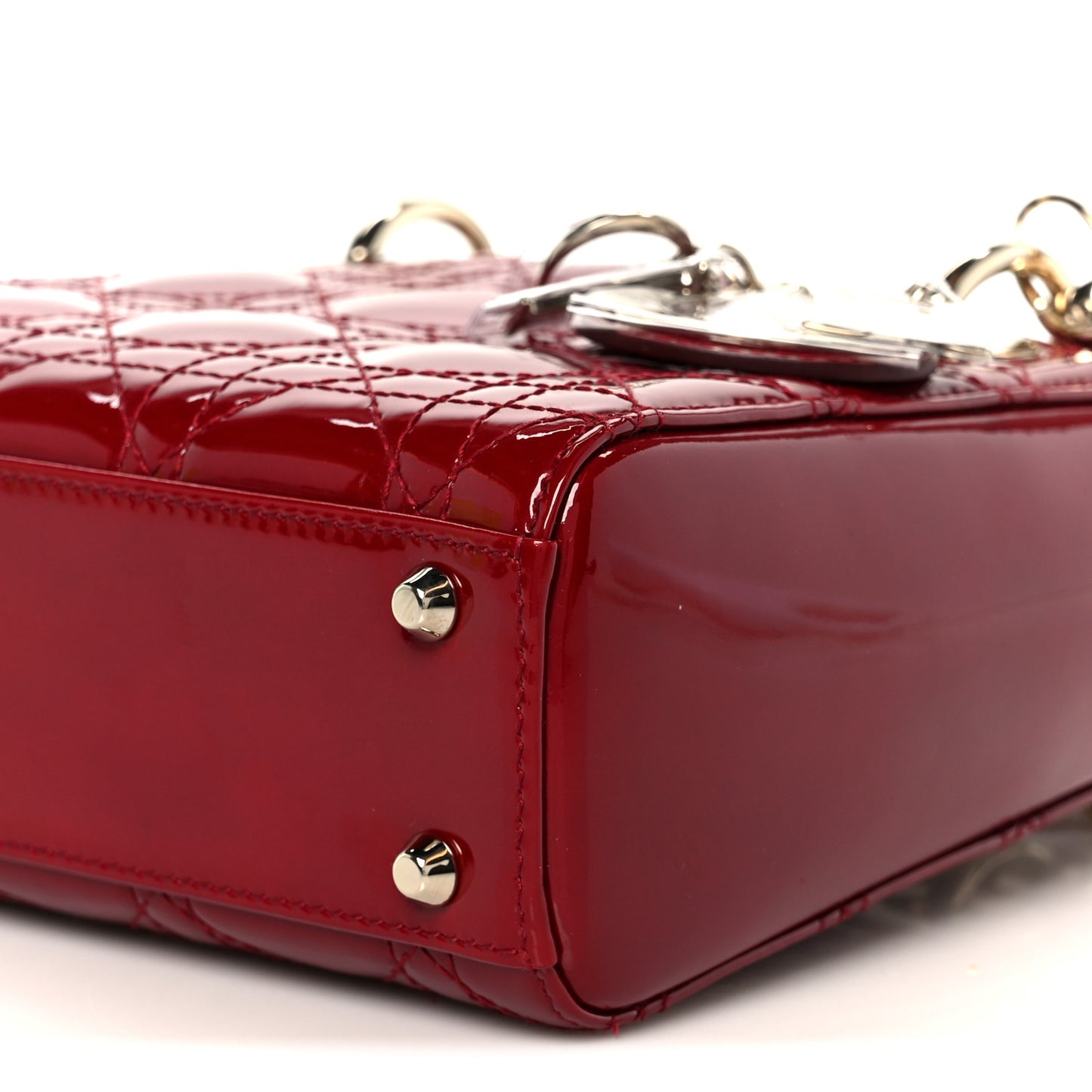 Patent Cannage Mini Lady Dior Red