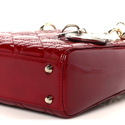 Christian Dior Patent Cannage Mini Lady Dior Red 10 of 11