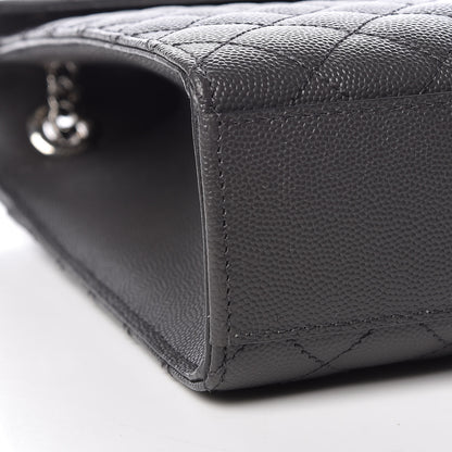 Saint Laurent Grain De Poudre Matelasse Chevron Large Monogram Satchel Asphalt 8 of 9