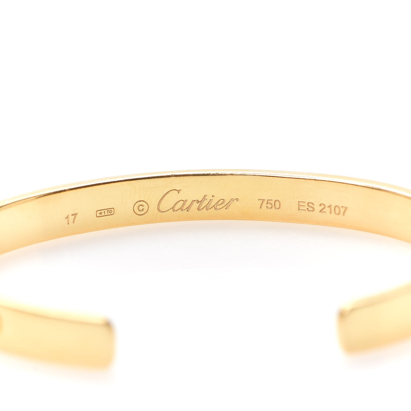 18K Yellow Gold LOVE Cuff Bracelet 17