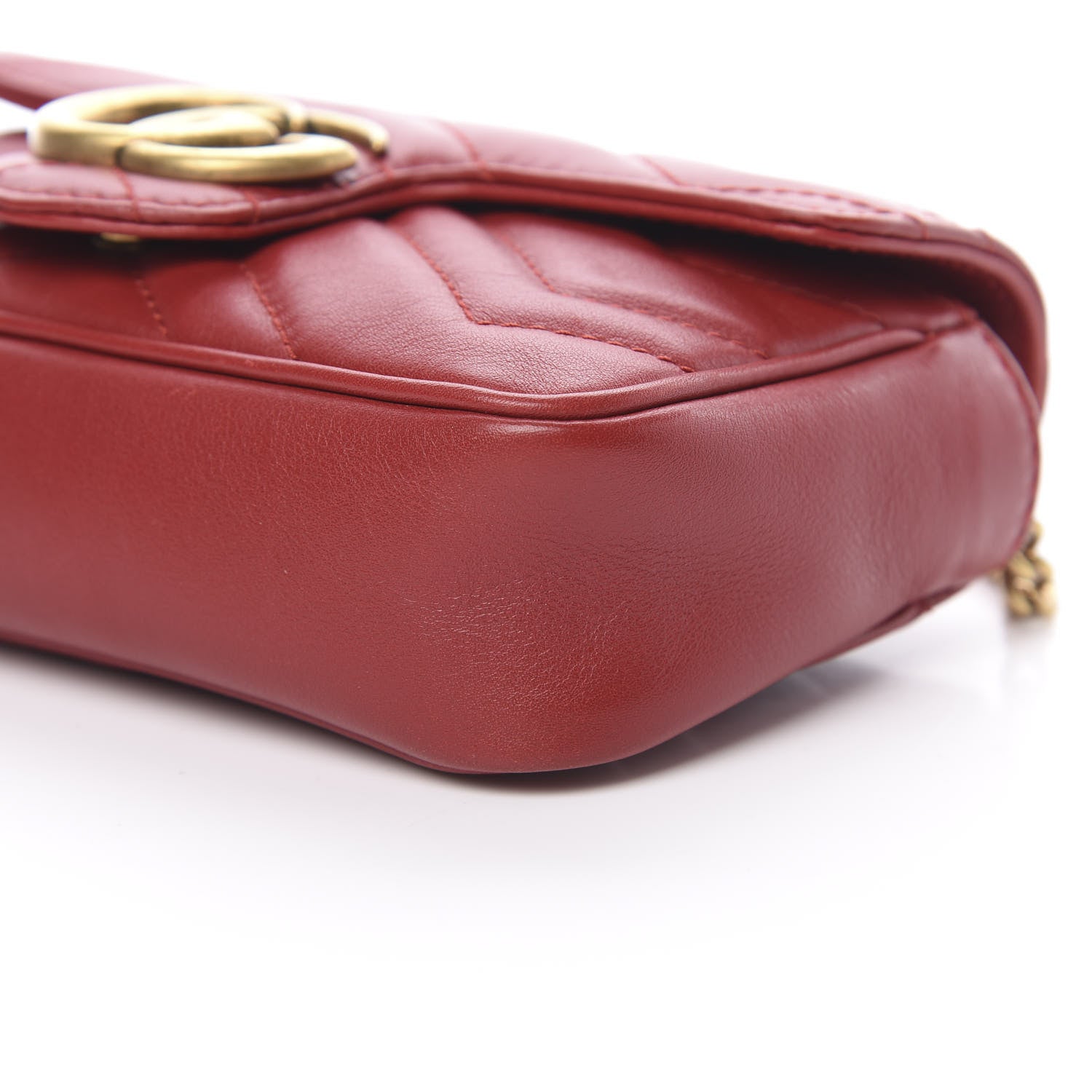 Gucci Calfskin Matelasse Super Mini GG Marmont Shoulder Bag Hibiscus Red 10 of 11