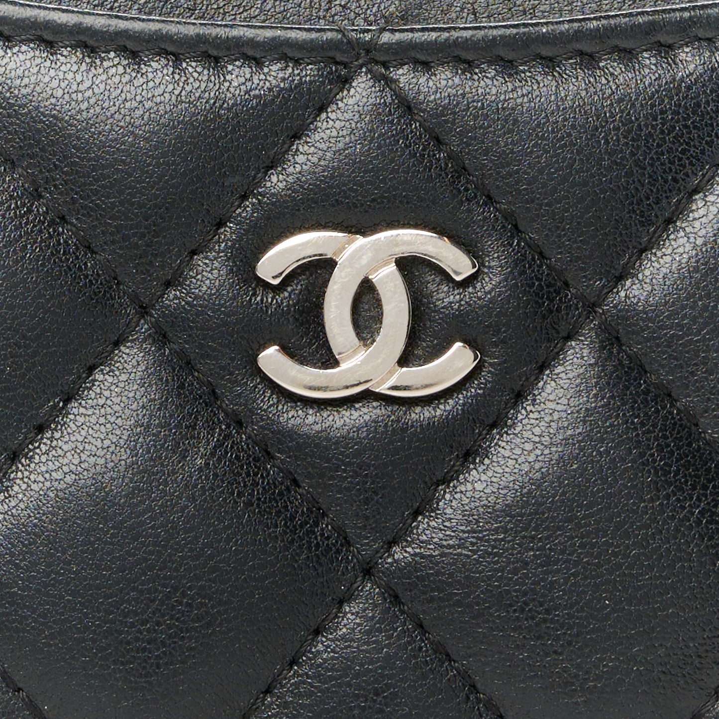 Lambskin Quilted Card Holder Black