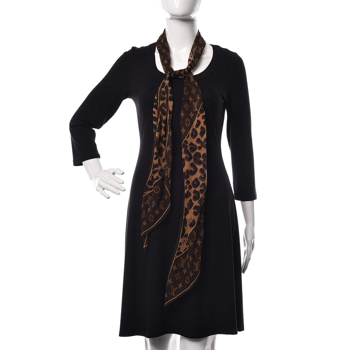 Silk Crepe Leopard Monogram Scarf